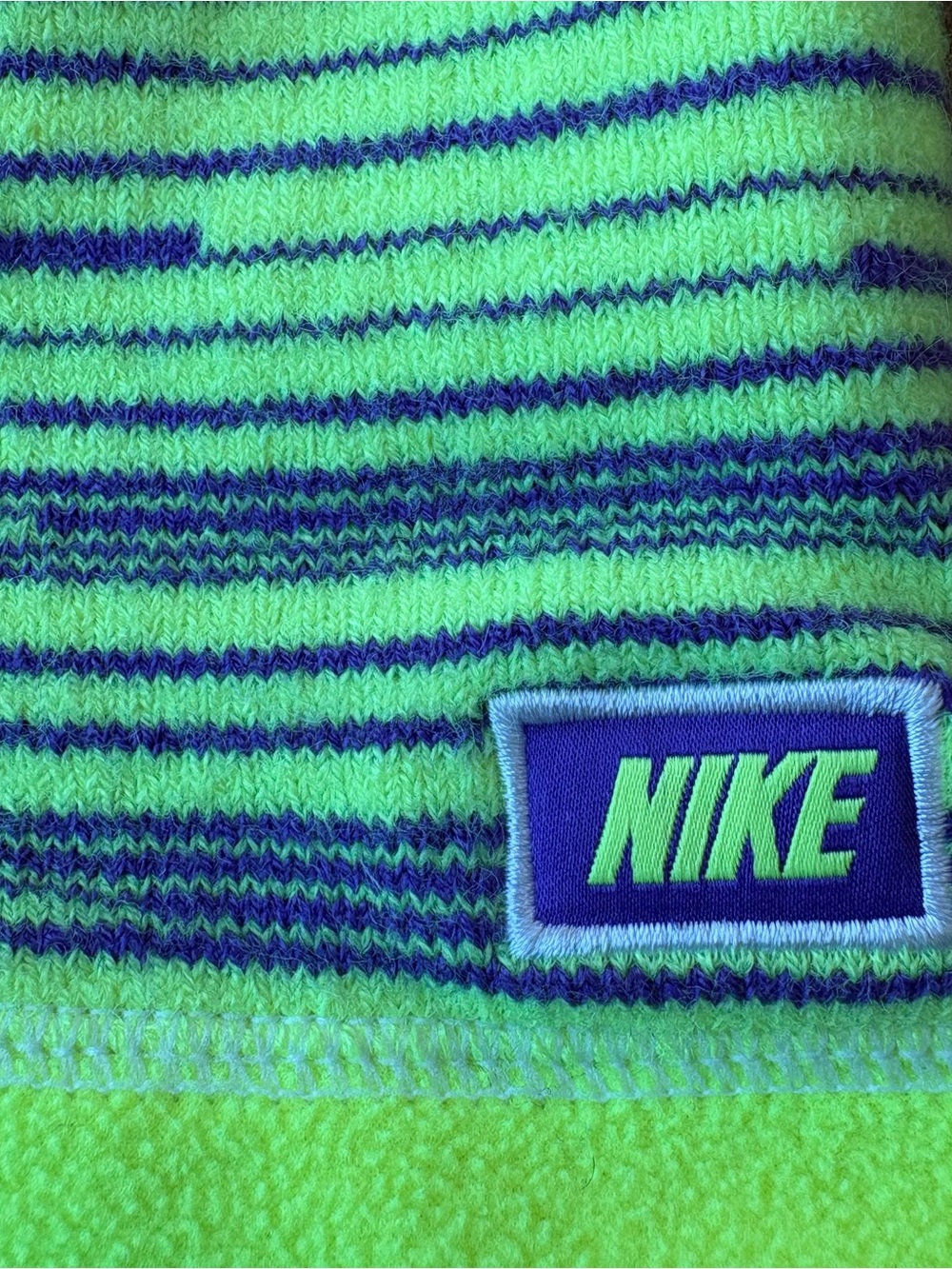 Nike Neon Green Striped Reversible Knit Beanie – One Size